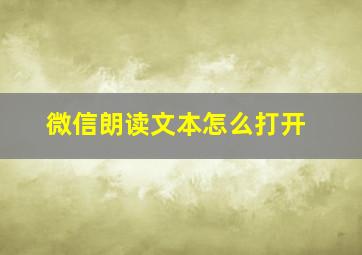 微信朗读文本怎么打开