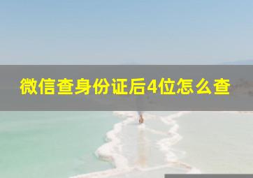 微信查身份证后4位怎么查