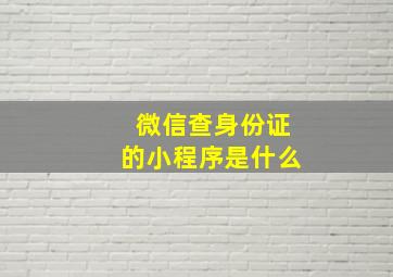 微信查身份证的小程序是什么