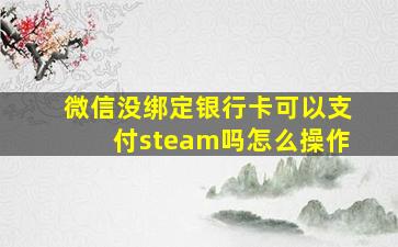 微信没绑定银行卡可以支付steam吗怎么操作