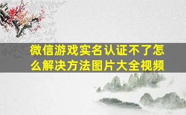 微信游戏实名认证不了怎么解决方法图片大全视频