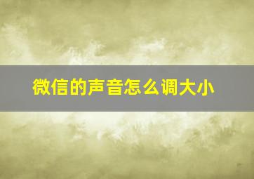 微信的声音怎么调大小