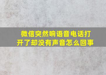 微信突然响语音电话打开了却没有声音怎么回事