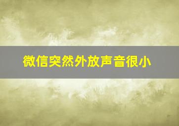 微信突然外放声音很小