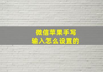 微信苹果手写输入怎么设置的