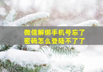 微信解绑手机号忘了密码怎么登陆不了了