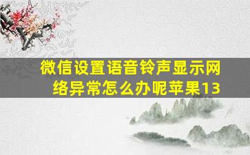 微信设置语音铃声显示网络异常怎么办呢苹果13