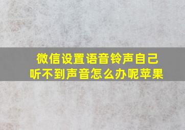 微信设置语音铃声自己听不到声音怎么办呢苹果