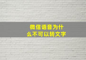 微信语音为什么不可以转文字