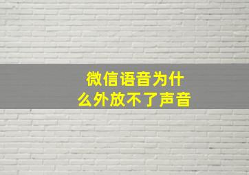 微信语音为什么外放不了声音