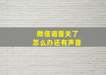 微信语音关了怎么办还有声音