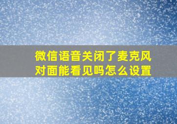 微信语音关闭了麦克风对面能看见吗怎么设置