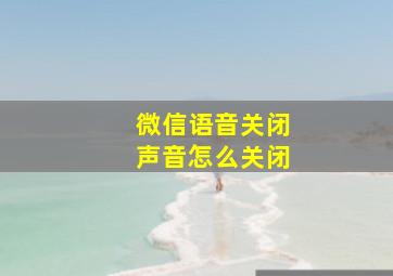 微信语音关闭声音怎么关闭