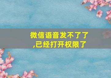 微信语音发不了了,已经打开权限了