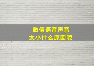 微信语音声音太小什么原因呢