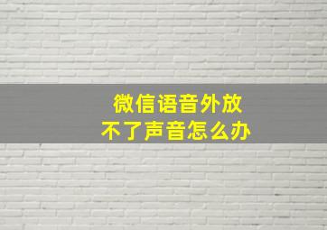 微信语音外放不了声音怎么办