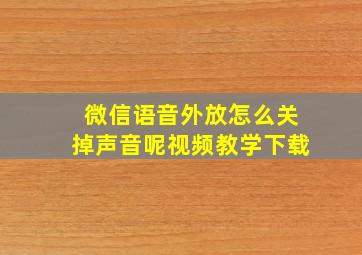 微信语音外放怎么关掉声音呢视频教学下载