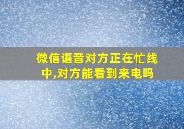 微信语音对方正在忙线中,对方能看到来电吗