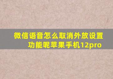 微信语音怎么取消外放设置功能呢苹果手机12pro