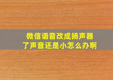 微信语音改成扬声器了声音还是小怎么办啊