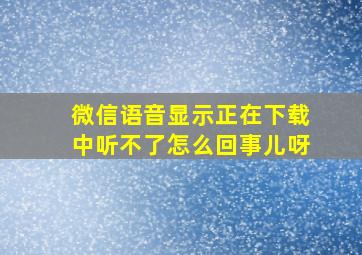 微信语音显示正在下载中听不了怎么回事儿呀