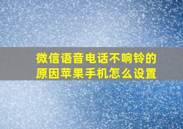 微信语音电话不响铃的原因苹果手机怎么设置