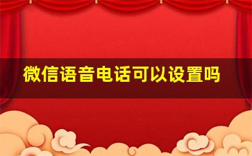 微信语音电话可以设置吗