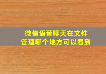 微信语音聊天在文件管理哪个地方可以看到