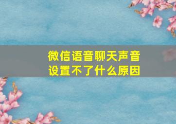 微信语音聊天声音设置不了什么原因