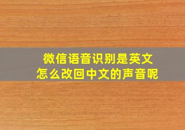 微信语音识别是英文怎么改回中文的声音呢