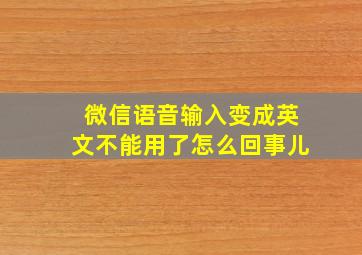 微信语音输入变成英文不能用了怎么回事儿