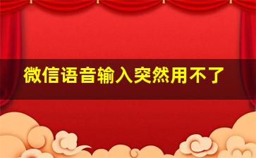 微信语音输入突然用不了