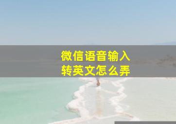 微信语音输入转英文怎么弄