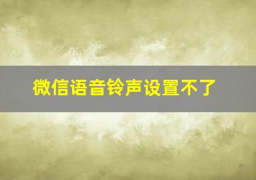 微信语音铃声设置不了