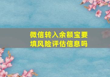 微信转入余额宝要填风险评估信息吗