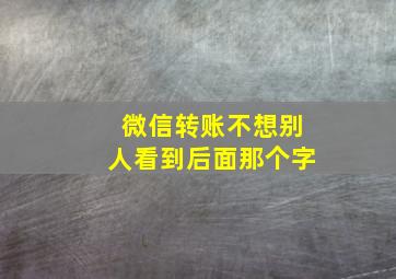 微信转账不想别人看到后面那个字