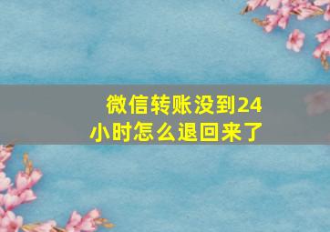 微信转账没到24小时怎么退回来了