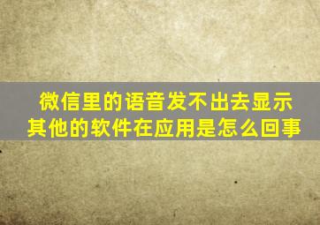 微信里的语音发不出去显示其他的软件在应用是怎么回事