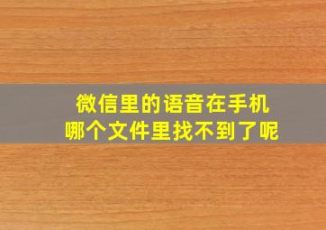 微信里的语音在手机哪个文件里找不到了呢