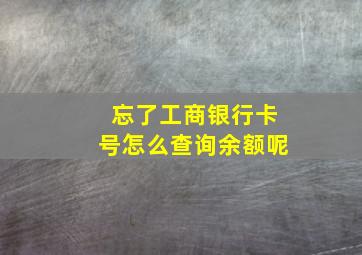 忘了工商银行卡号怎么查询余额呢