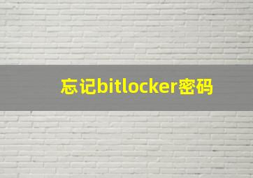 忘记bitlocker密码