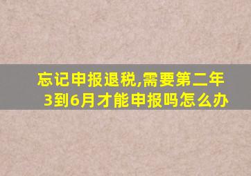 忘记申报退税,需要第二年3到6月才能申报吗怎么办