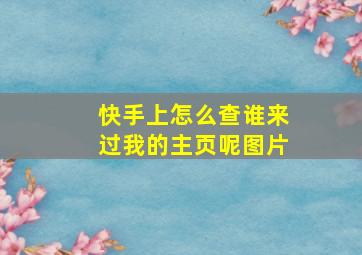 快手上怎么查谁来过我的主页呢图片