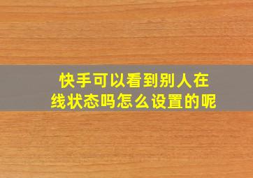 快手可以看到别人在线状态吗怎么设置的呢