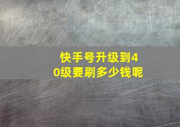 快手号升级到40级要刷多少钱呢