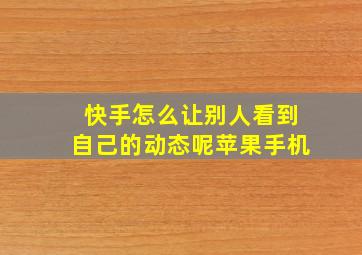 快手怎么让别人看到自己的动态呢苹果手机