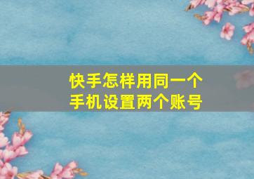 快手怎样用同一个手机设置两个账号