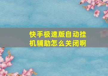 快手极速版自动挂机辅助怎么关闭啊