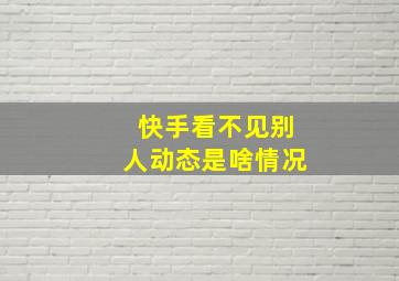 快手看不见别人动态是啥情况