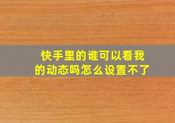 快手里的谁可以看我的动态吗怎么设置不了